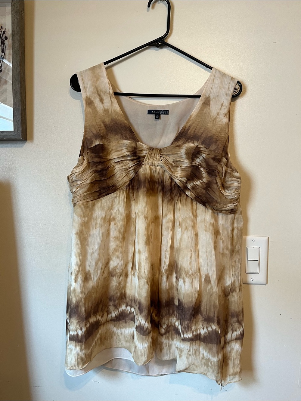 Anne Klein Brown Tie-Dye Bow-Front Sleeveless Camisole